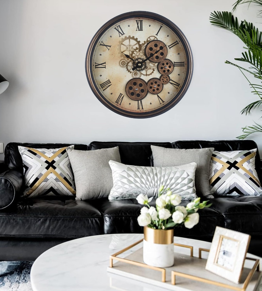 RELOJ PARED DECORATIVO ENGRANAJE REDONDO SILENCIOSO JHN - 9
