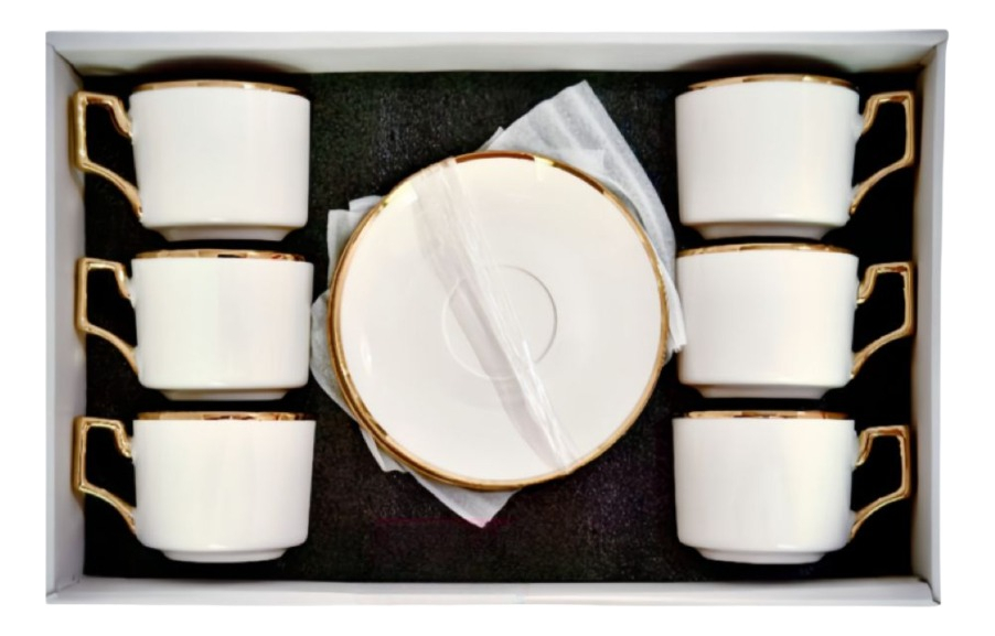 JUEGO TAZA EN COLOR CAFE PLATILLO DECORATIVO MESA ELEGANTE HOGAR JHN - 3