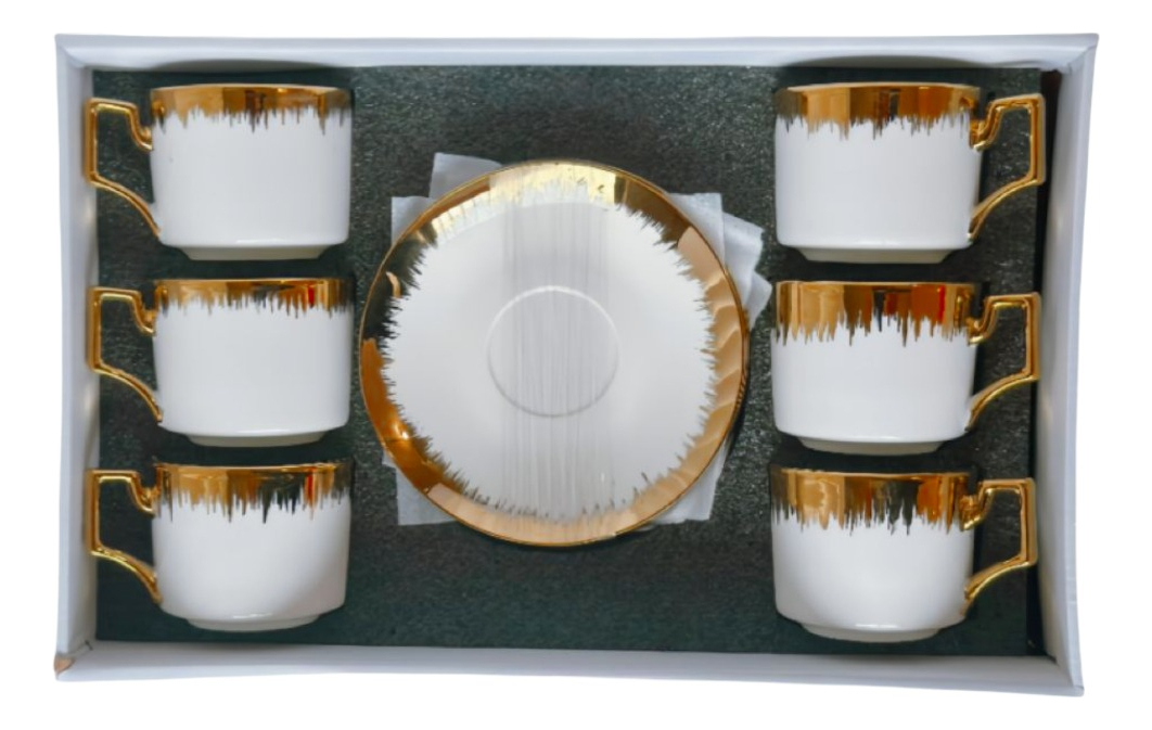 JUEGO TAZA EN COLOR CAFE PLATILLO APILABLE BORDE DECORATIVO JHN - 3