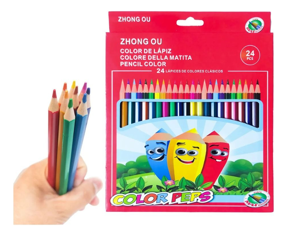 SET 4 CAJAS COLORES LAPICES 24 PIEZAS ARTE ESCUELA LAU - 6