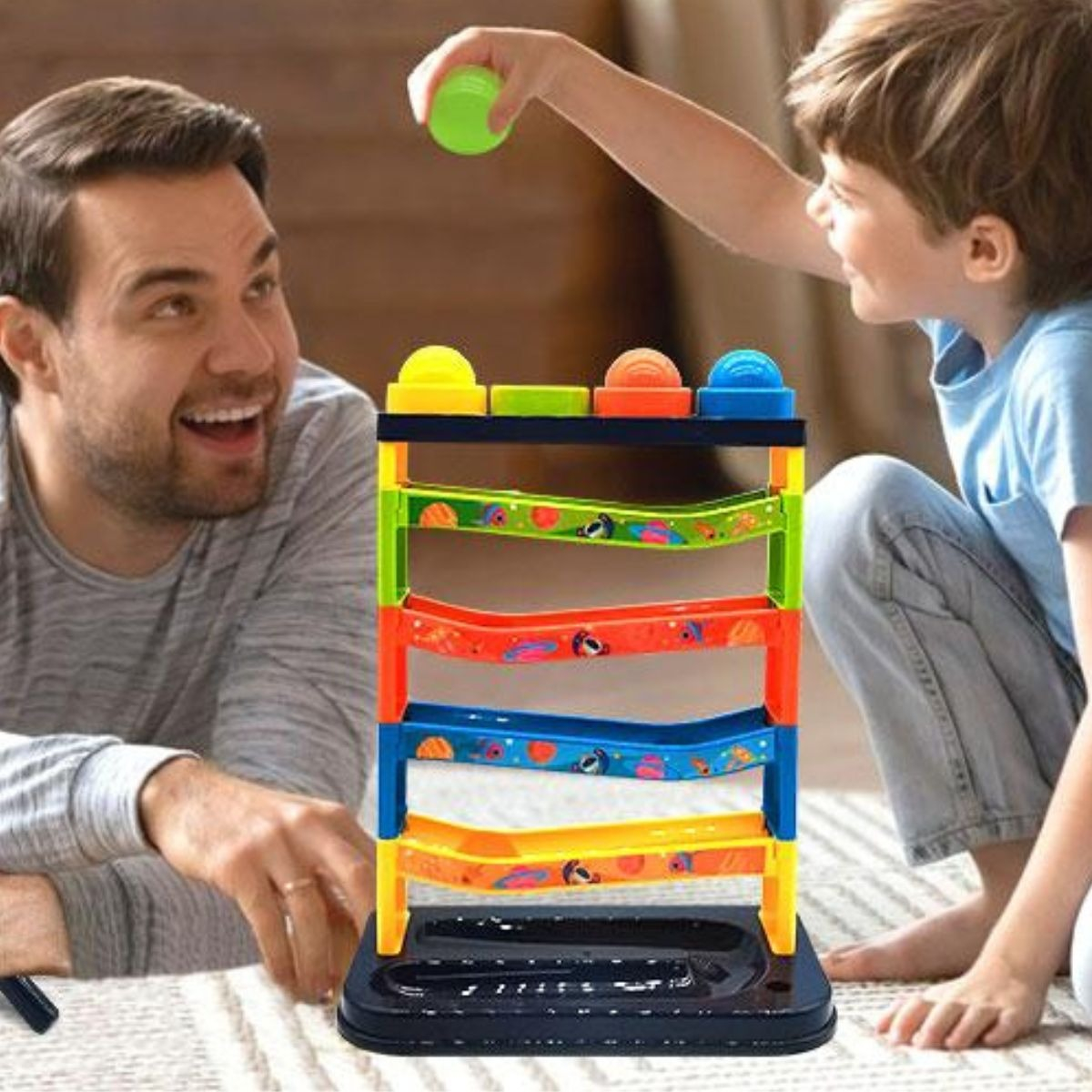 PELOTAS BOLAS 5 NIVELES RAMPAS RACER MONTESSORI BEBE LAU - 6