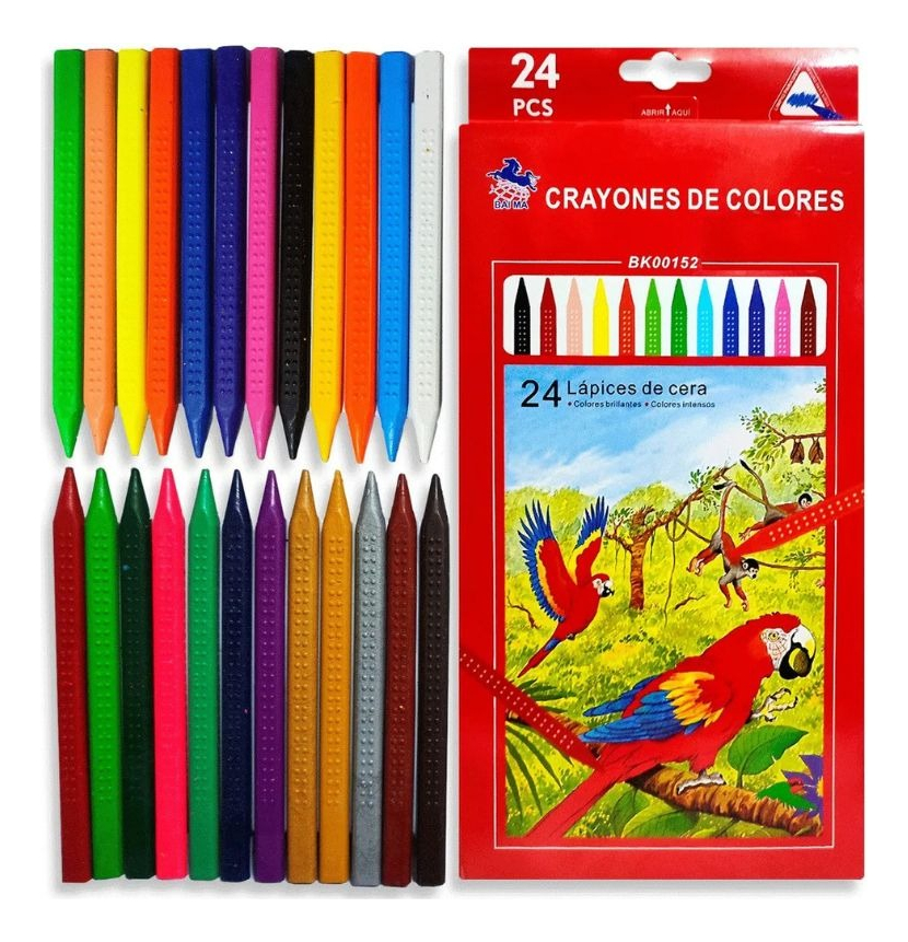 SET 2 CAJAS CRAYONES LAPICES TRIANGULAR DE CERA COLORES LAU - 1