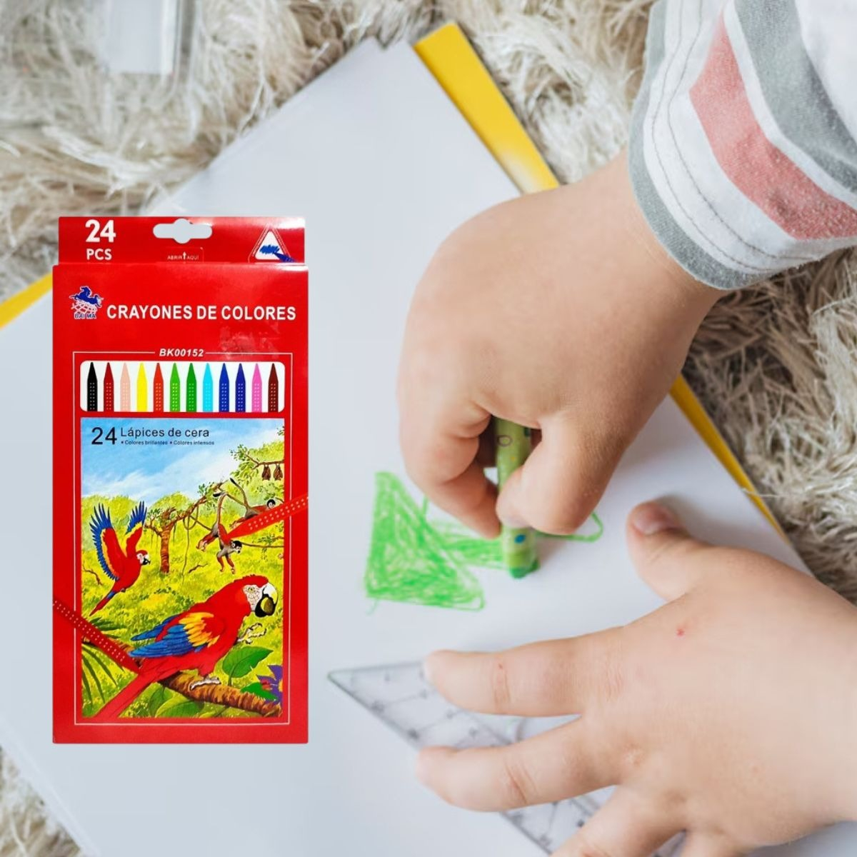 SET 2 CAJAS CRAYONES LAPICES TRIANGULAR DE CERA COLORES LAU - 5