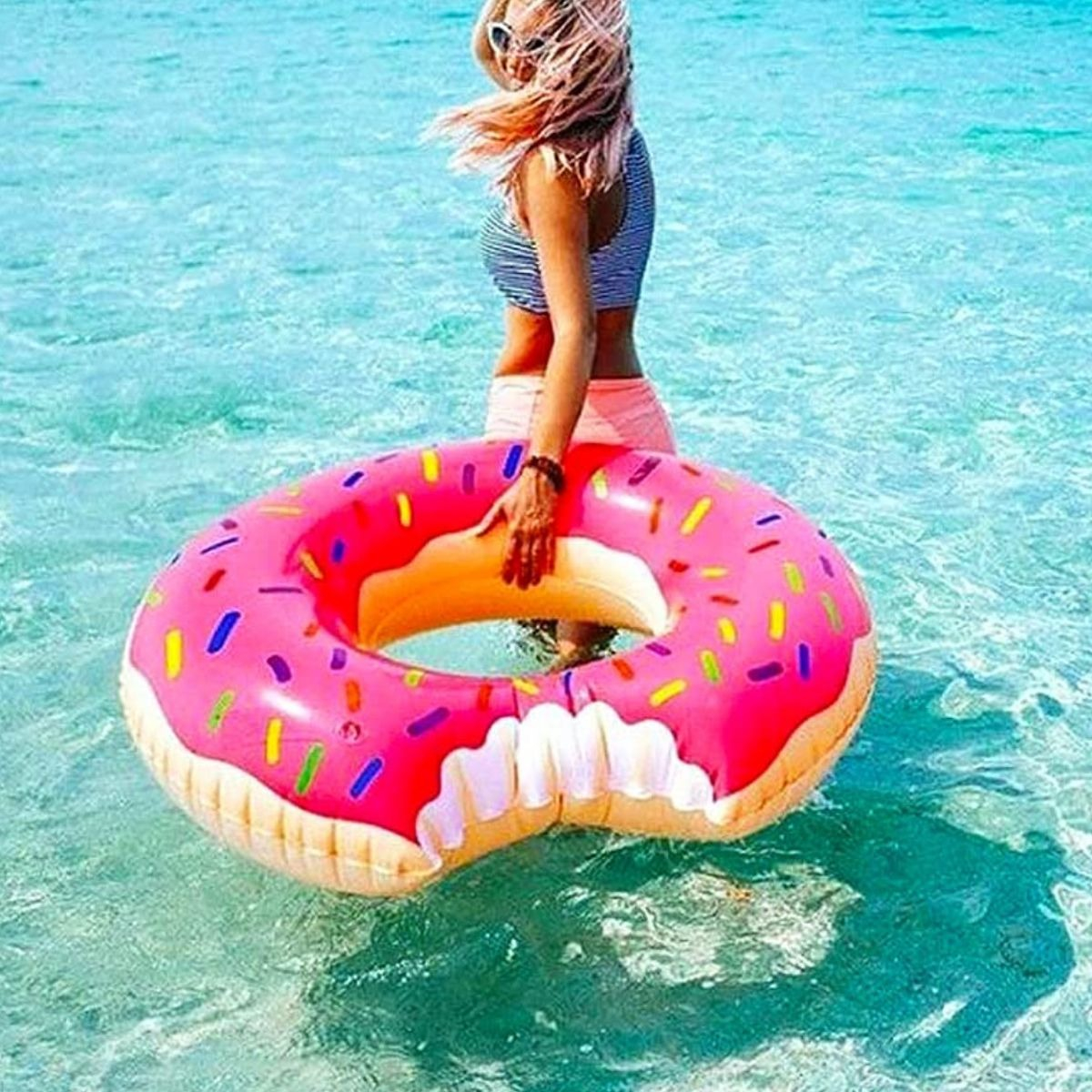 SET 3 FLOTADOR INFLABLE FORMA DONUT PARA PISCINA VERANO LAU - 3
