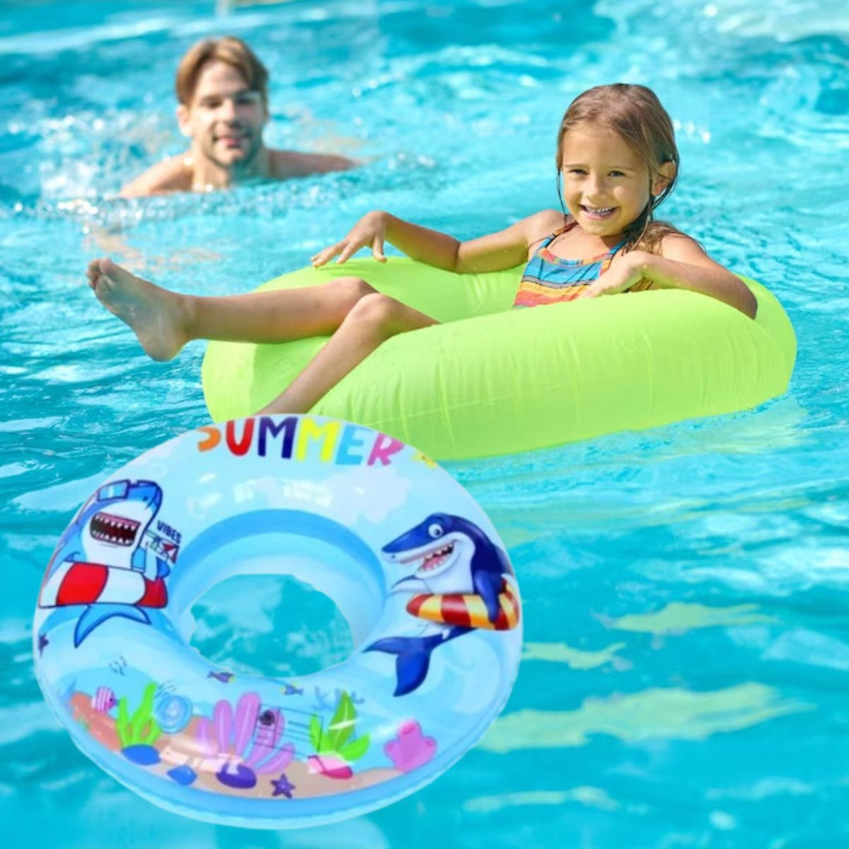 SET 3 FLOTADOR BOYA INFLABLE 80 CM NIÑOS PLAYA PISCINA LAU - 7