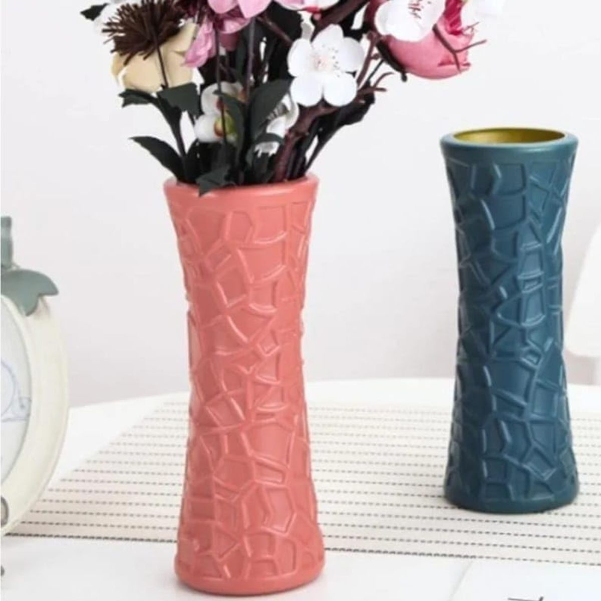 SET 5 FLORERO DE PLASTICO DECORACION OFICINA HOGAR LAU - 5