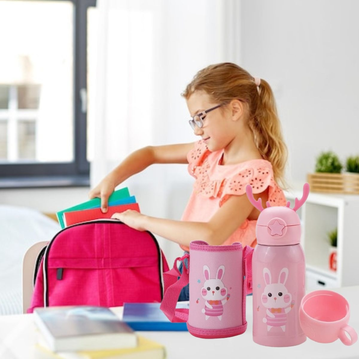 BOTELLA DE AGUA CON PAJITA INFANTIL TERMICA NIÑOS LAU - 3