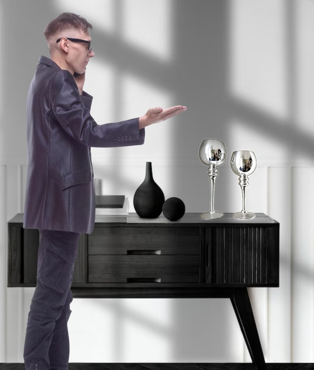 JUEGO 3 PORTAVELAS CANDELABRO DECORATIVO COPAS MODERNO JHN - 6