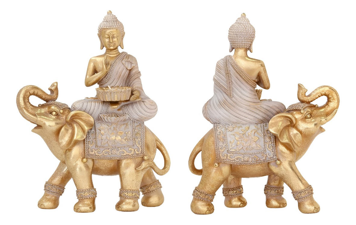 PORTAVELAS DECORATIVO MESA ESTATUA ELEFANTE ZEN HOGAR JHN - 2
