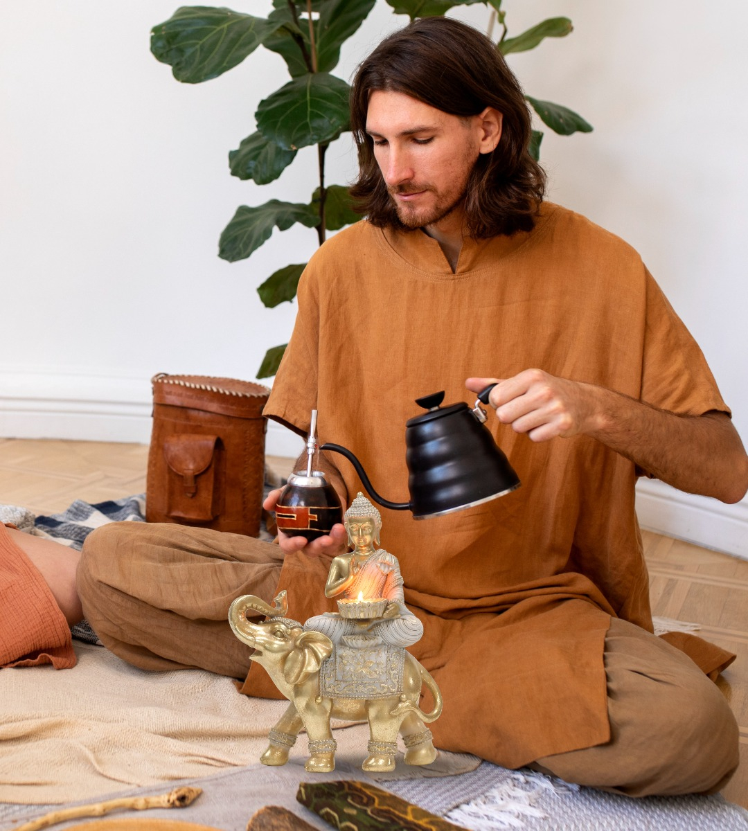 PORTAVELAS DECORATIVO MESA ESTATUA ELEFANTE ZEN HOGAR JHN - 4