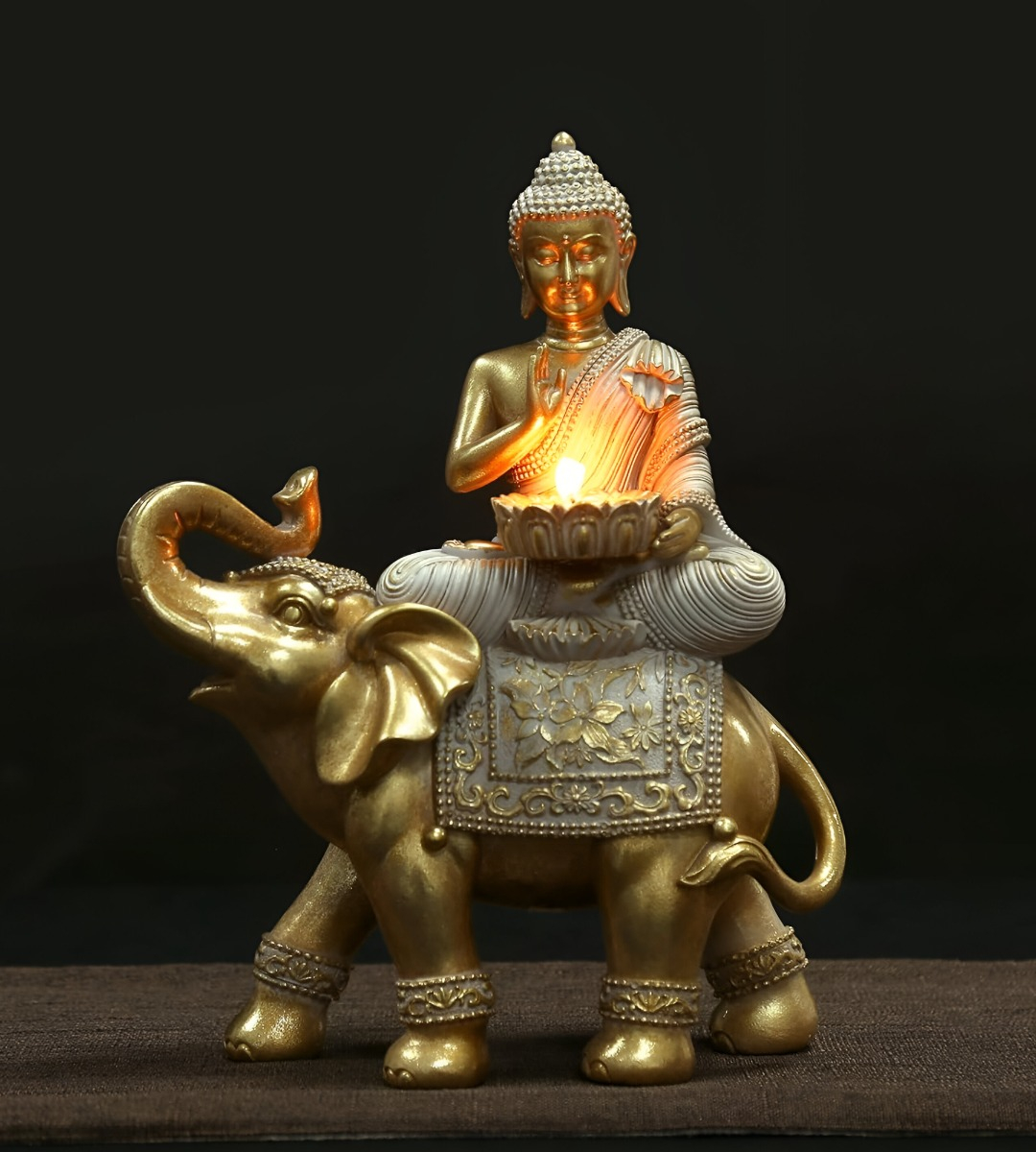 PORTAVELAS DECORATIVO MESA ESTATUA ELEFANTE ZEN HOGAR JHN - 7