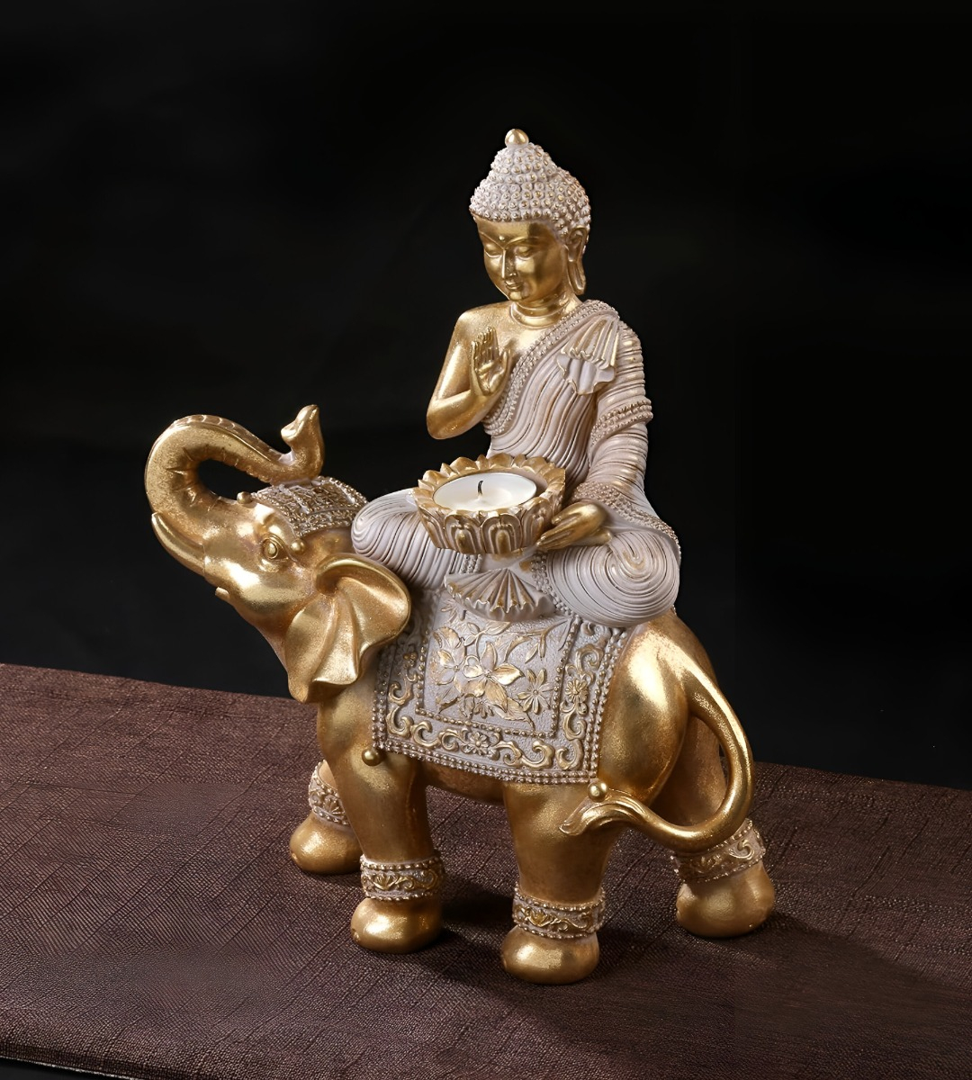 PORTAVELAS DECORATIVO MESA ESTATUA ELEFANTE ZEN HOGAR JHN - 8