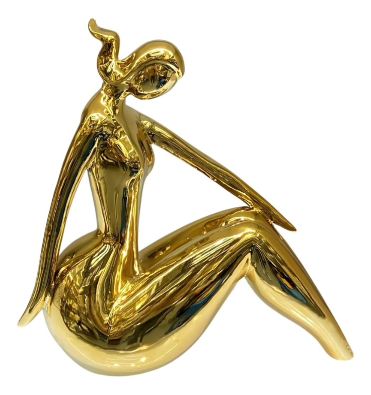 FIGURA DECORATIVA ESTATUA SILUETA MUJER SENTADA JHN - 1