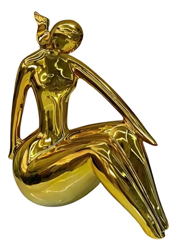 FIGURA DECORATIVA ESTATUA SILUETA MUJER SENTADA JHN - 3