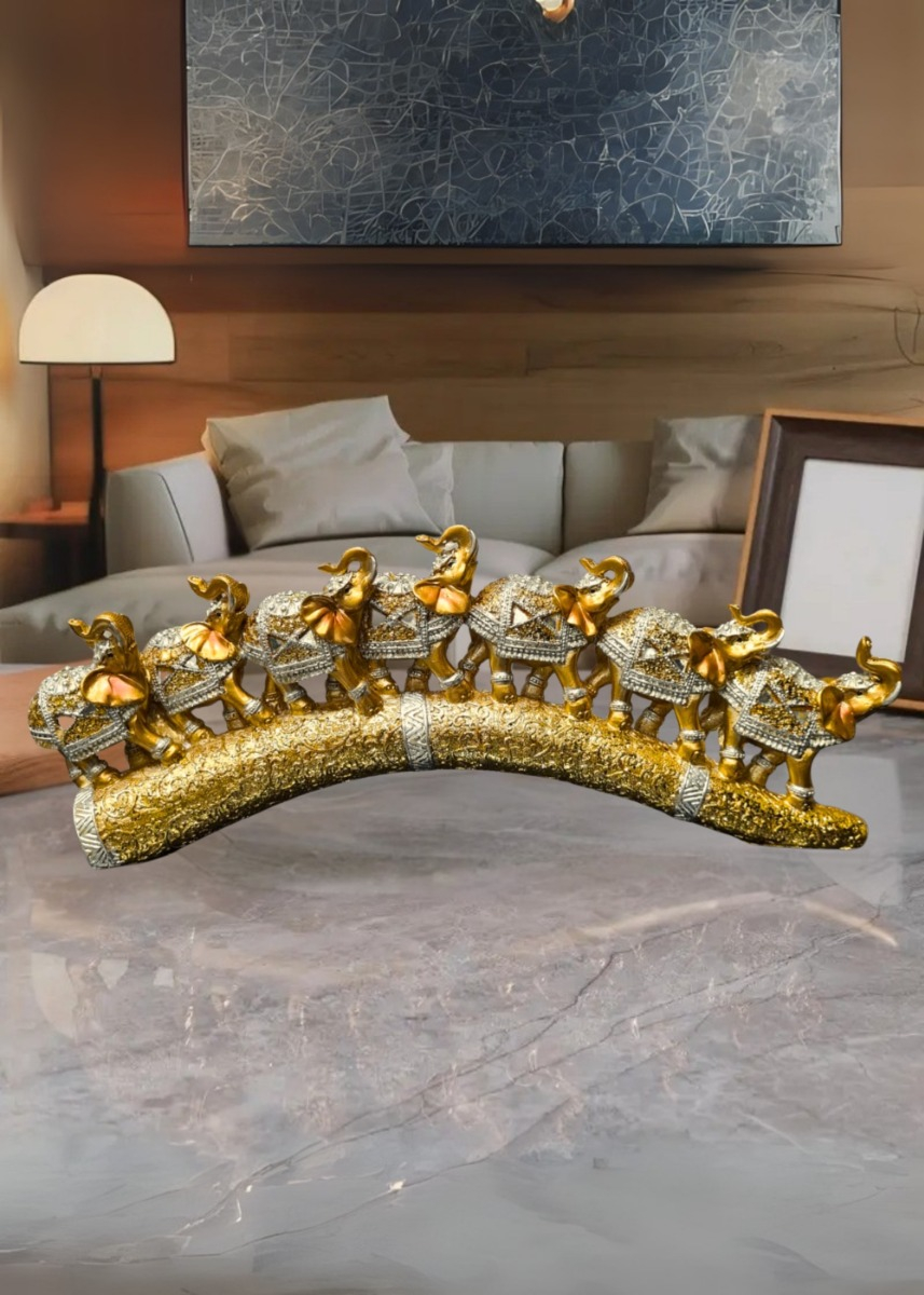 ESTATUA DECORATIVA COLMILLO ELEFANTES SUERTE HOGAR JHN - 8