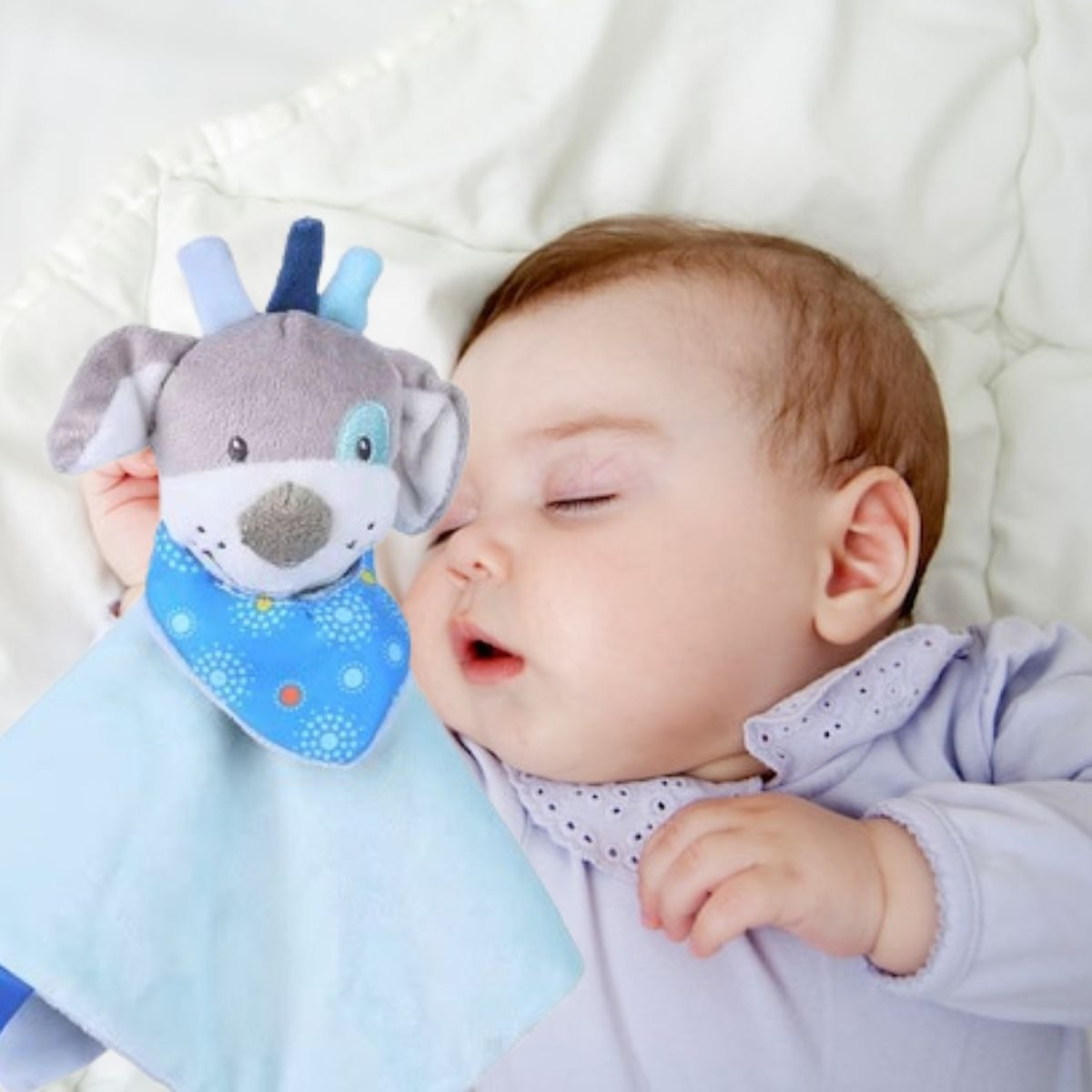 TOALLA MANTA DE APEGO TRANQUILIZANTE CON PELUCHE BEBE LAU - 4