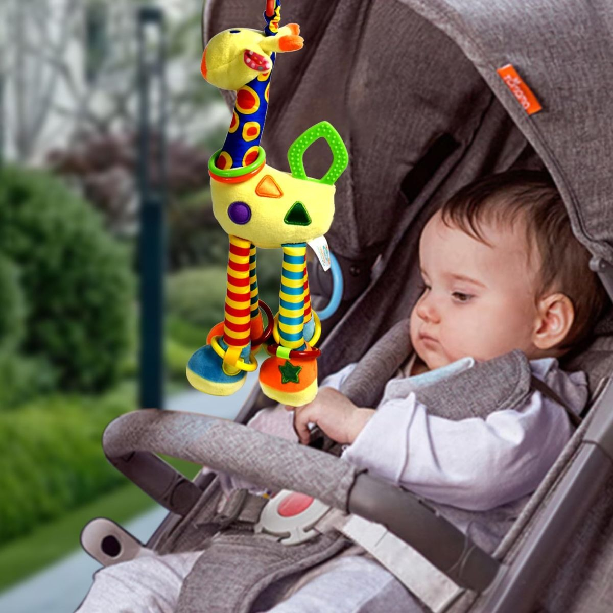 JUGUETE PELUCHE JIRAFA COLORIDA COLGANTE SUAVE BEBE LAU - 3