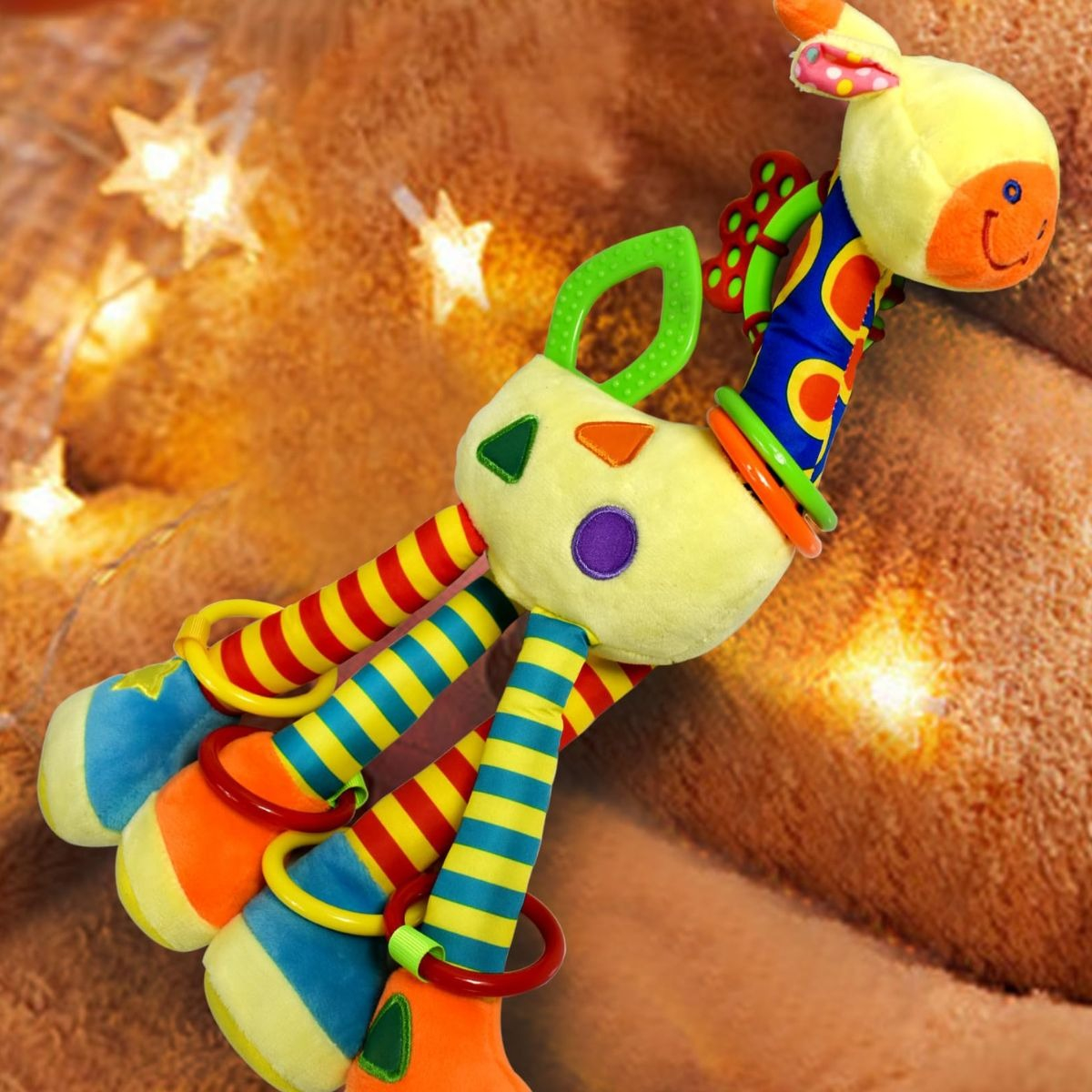 JUGUETE PELUCHE JIRAFA COLORIDA COLGANTE SUAVE BEBE LAU - 8