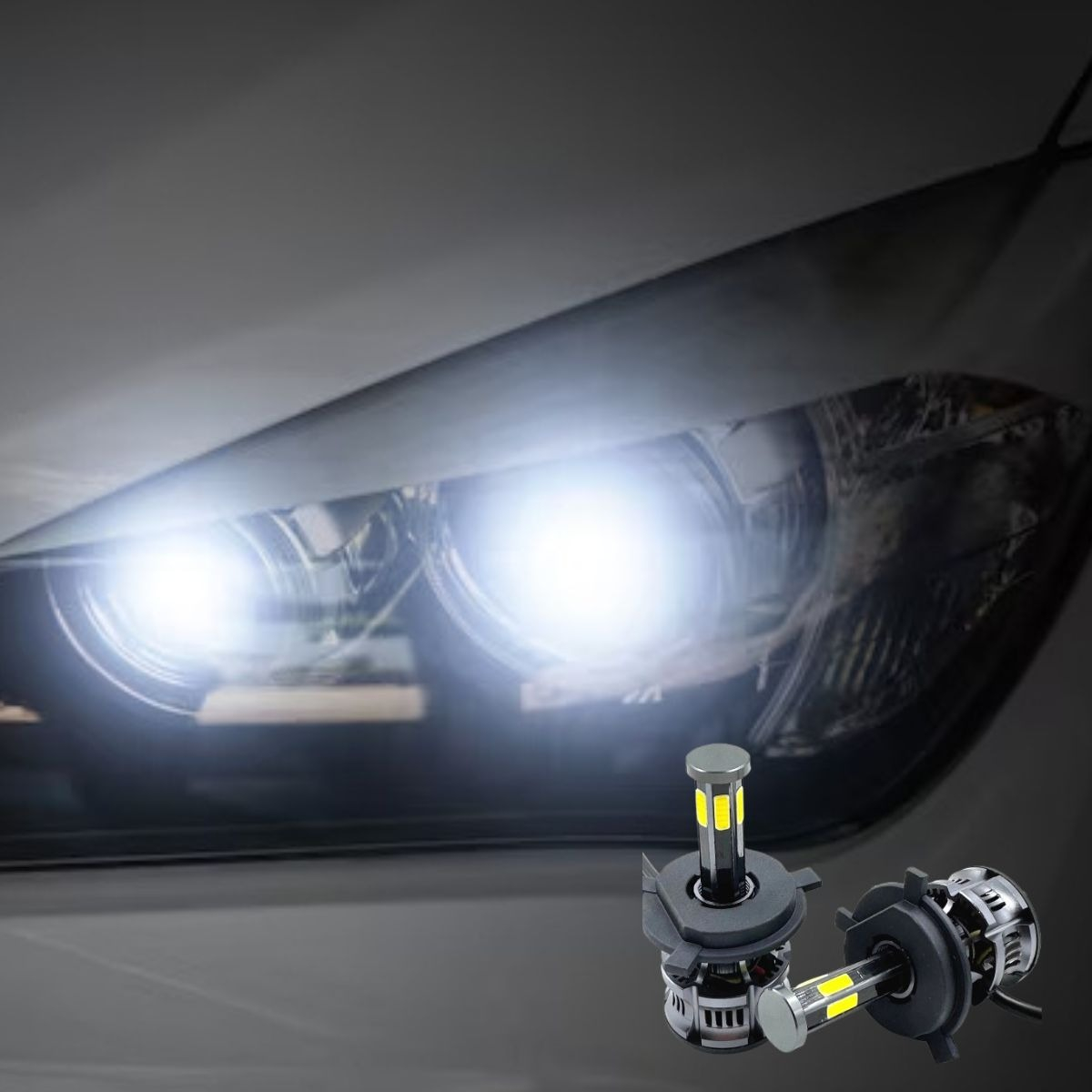 LUCES TURBO LED H4 FARO ALTO RENDIMIENTO VEHICULOS JHN - 6