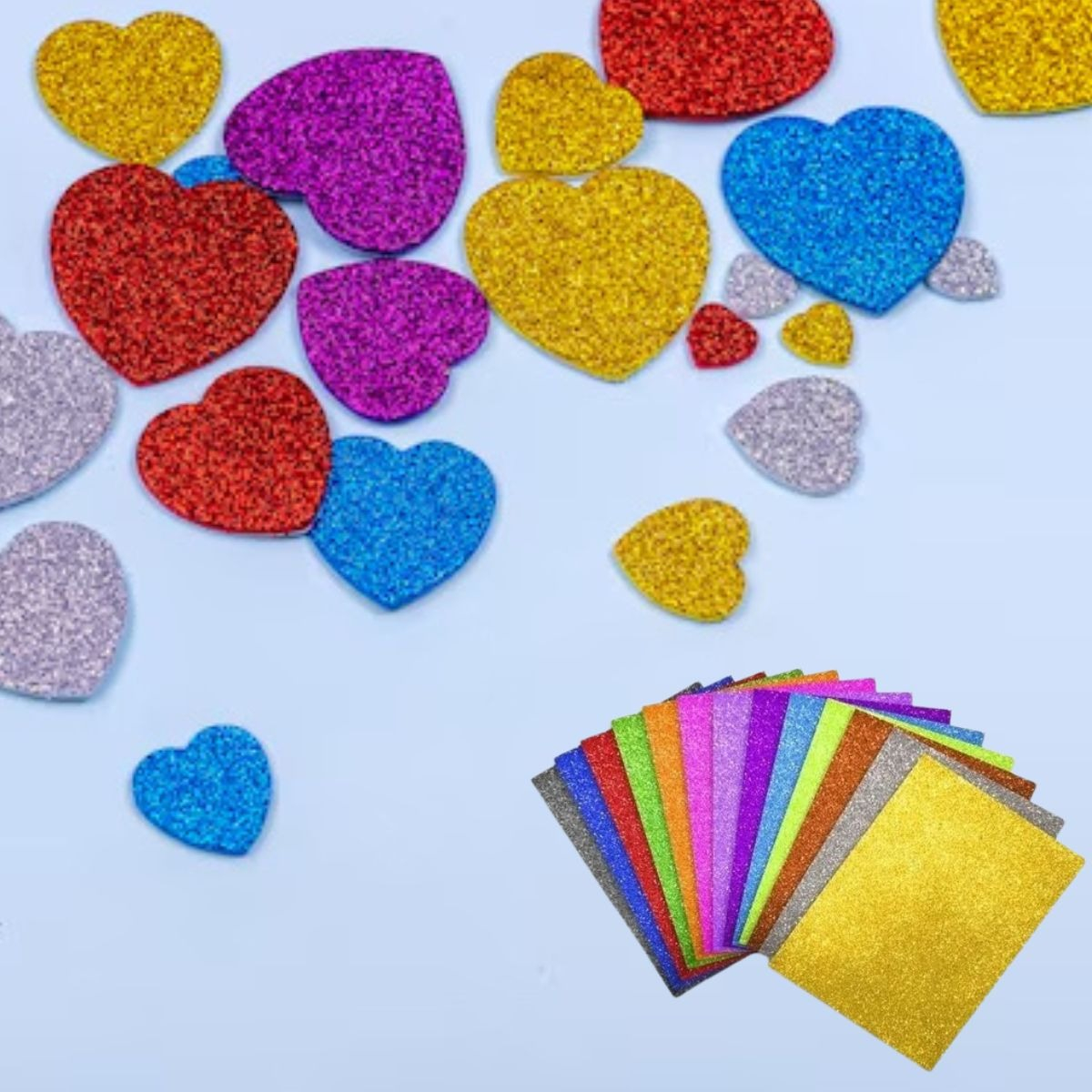 GOMA EVA GLITTER ESPUMA COLORES SURTIDOS MANUALIDADES JHN - 6