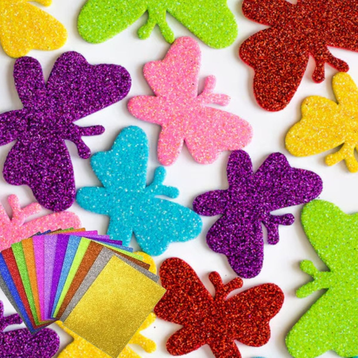 GOMA EVA GLITTER ESPUMA COLORES SURTIDOS MANUALIDADES JHN - 7