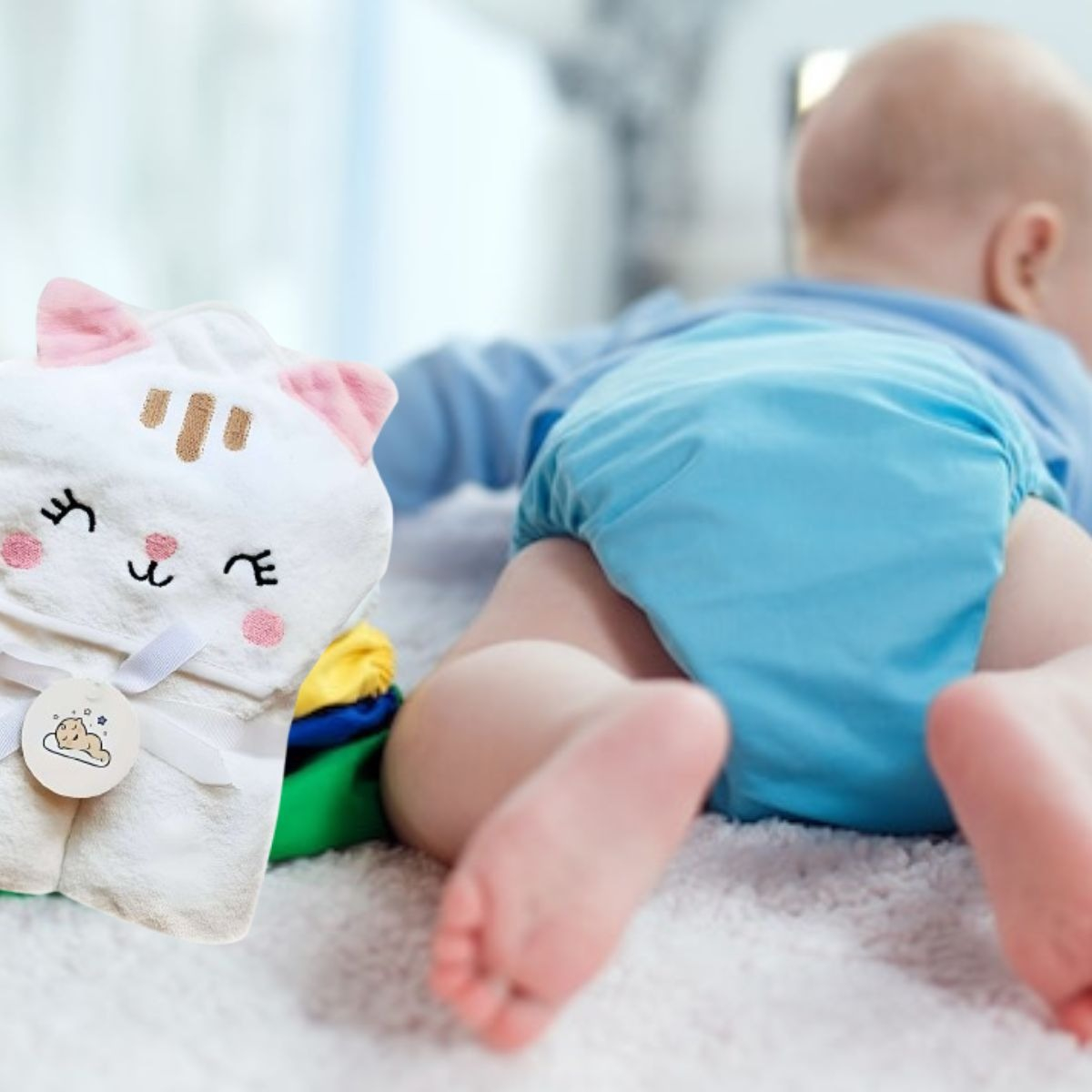 TOALLA DE BAÑO CON CAPUCHA PARA BEBE DISEÑO ANIMALITOS LAU - 4