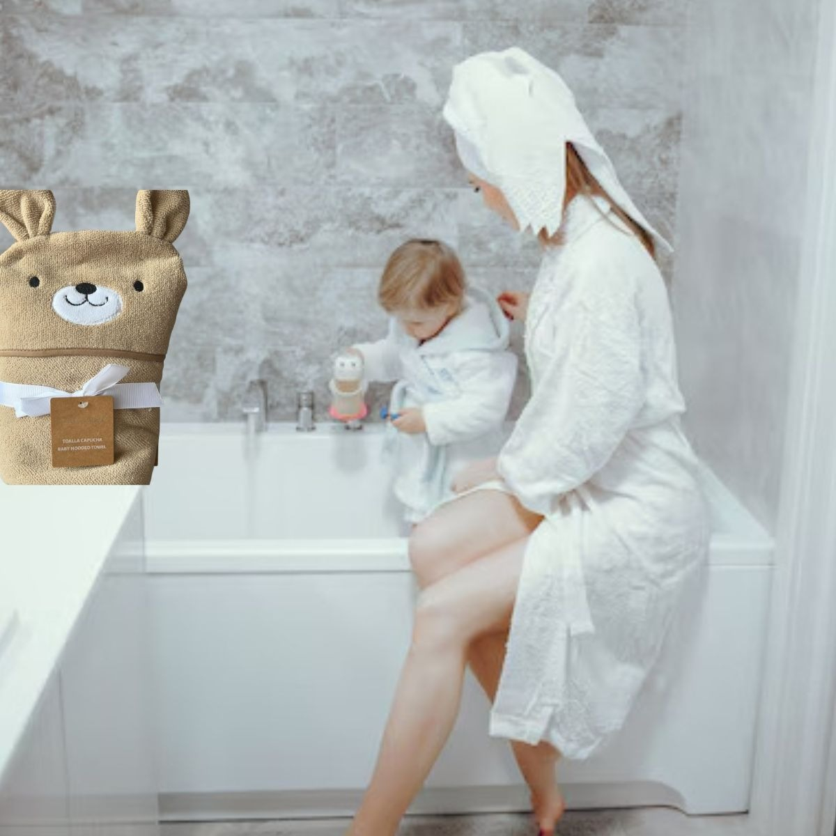 TOALLA DE BAÑO IINFANTIL + CAPUCHA SUAVE ABSORBENTE BEBE LAU - 4