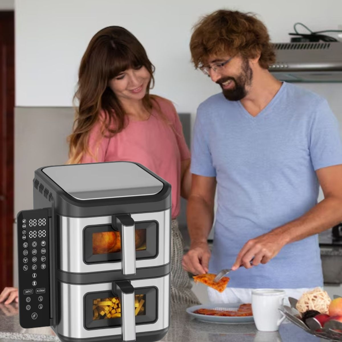FREIDORA DE AIRE DUAL 12L DOBLE PANTALLA DIGITAL COCINA LAU - 9