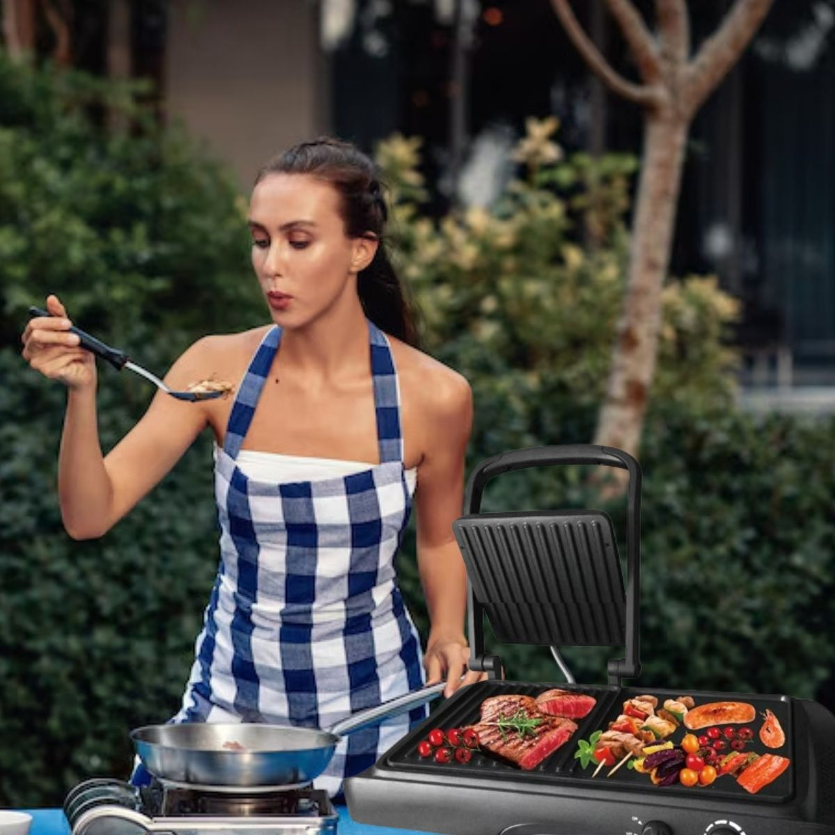 PARRILA MULTIFUNCIONAL DOBLE CAPA ASADOR GRILL LAU - 8