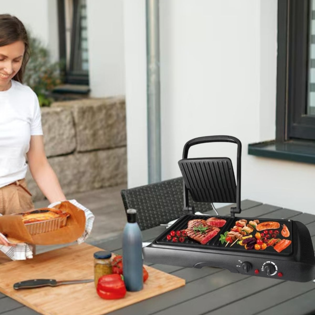 PARRILA MULTIFUNCIONAL DOBLE CAPA ASADOR GRILL LAU - 10