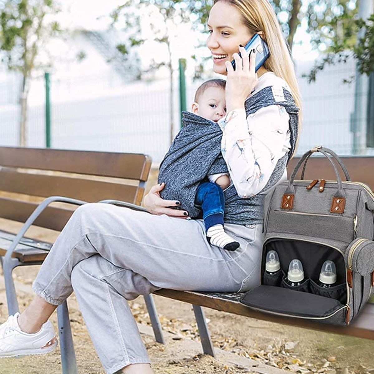 MOCHILA PAÑALERA INFANTIL CON MONEDERO VIAJE BEBE LAU - 5