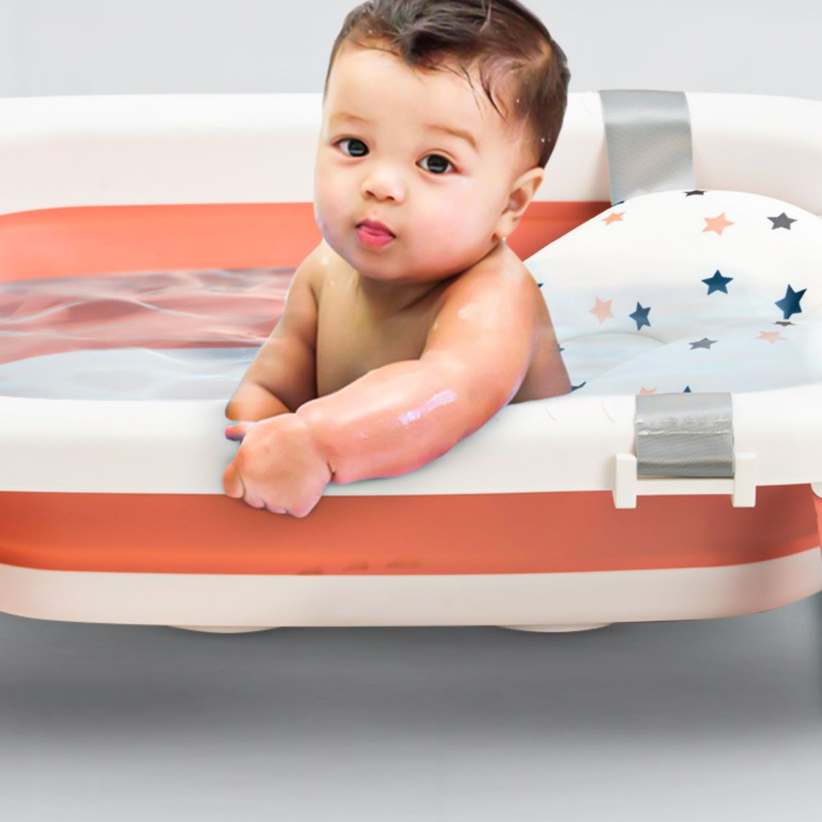 BAÑERA + TERMOMETRO COJIN ANTIDESLIZANTE PORTATIL BEBE LAU - 4
