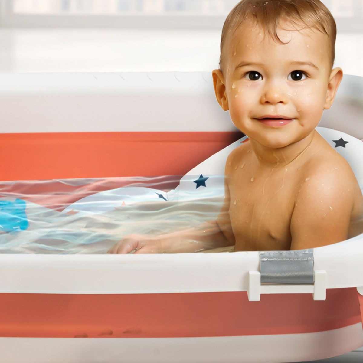 BAÑERA + TERMOMETRO COJIN ANTIDESLIZANTE PORTATIL BEBE LAU - 5