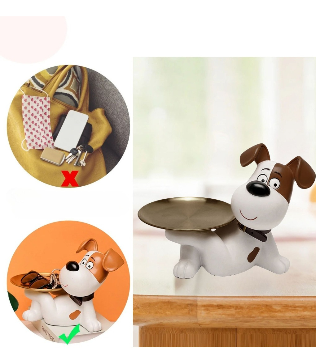 FIGURA DECORATIVA ESTATUA PERRO ORGANIZADOR BANDEJA JHN - 2