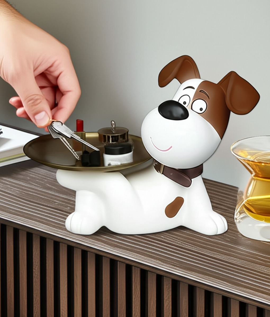 FIGURA DECORATIVA ESTATUA PERRO ORGANIZADOR BANDEJA JHN - 4