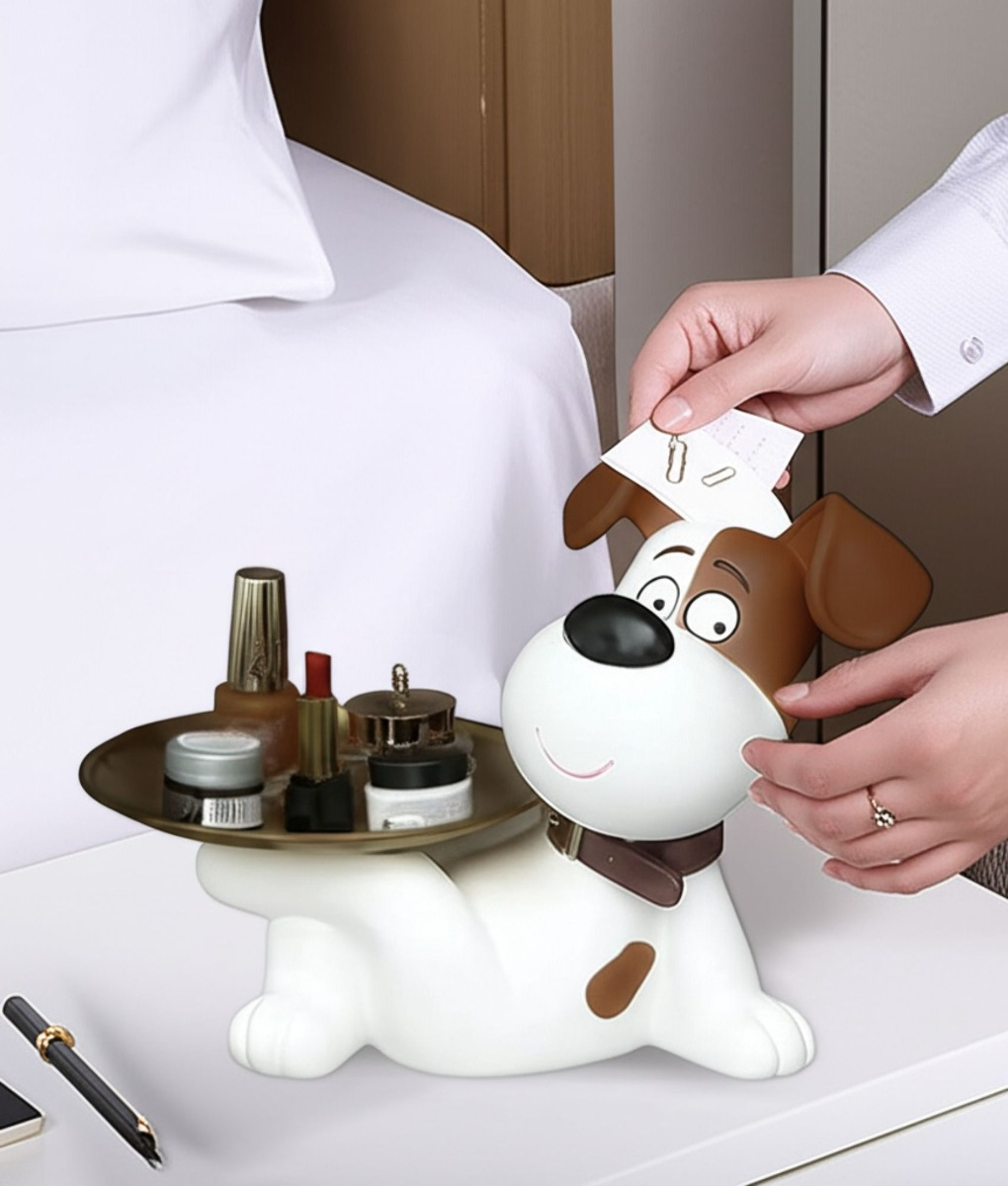 FIGURA DECORATIVA ESTATUA PERRO ORGANIZADOR BANDEJA JHN - 5