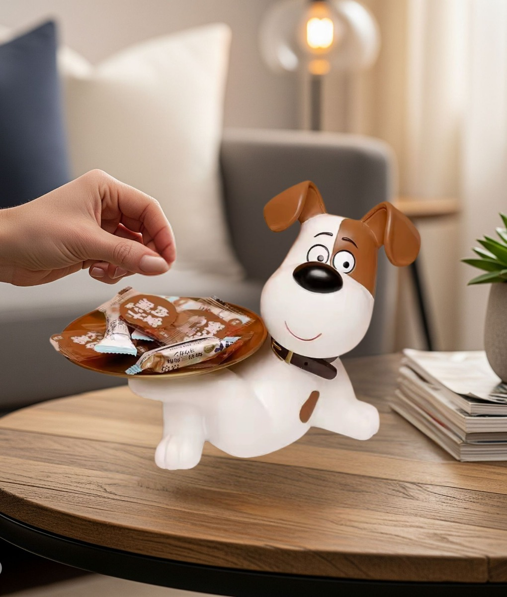 FIGURA DECORATIVA ESTATUA PERRO ORGANIZADOR BANDEJA JHN - 6