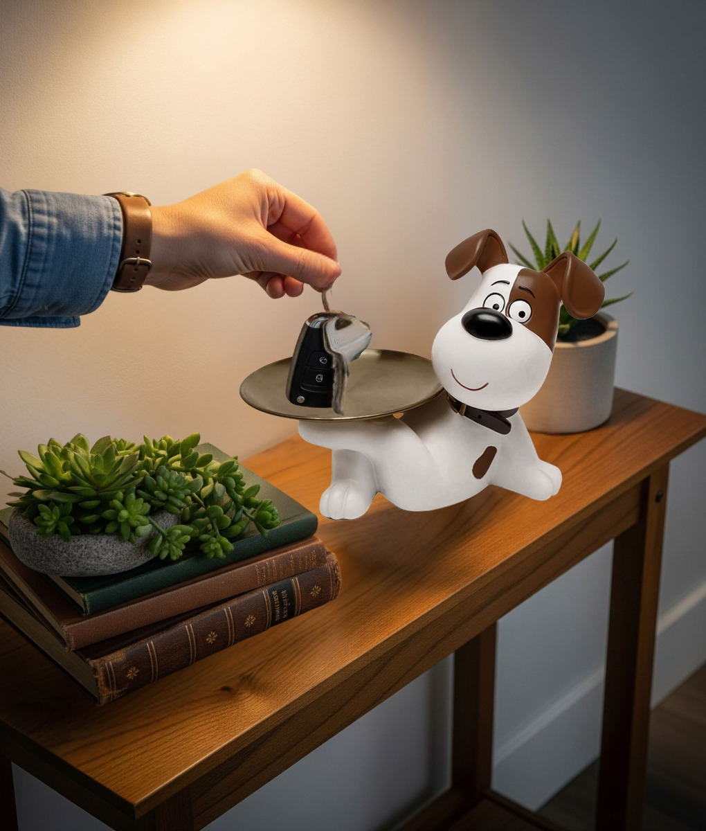FIGURA DECORATIVA ESTATUA PERRO ORGANIZADOR BANDEJA JHN - 7