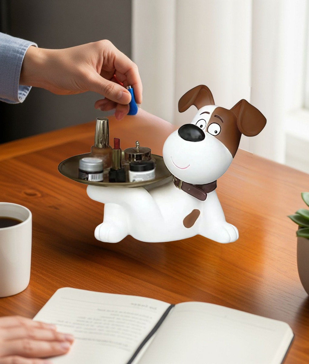 FIGURA DECORATIVA ESTATUA PERRO ORGANIZADOR BANDEJA JHN - 10