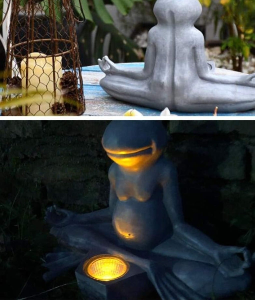 FIGURA DECORATIVA SOLAR RANA YOGA JARDIN MEDITACION JHN - 2