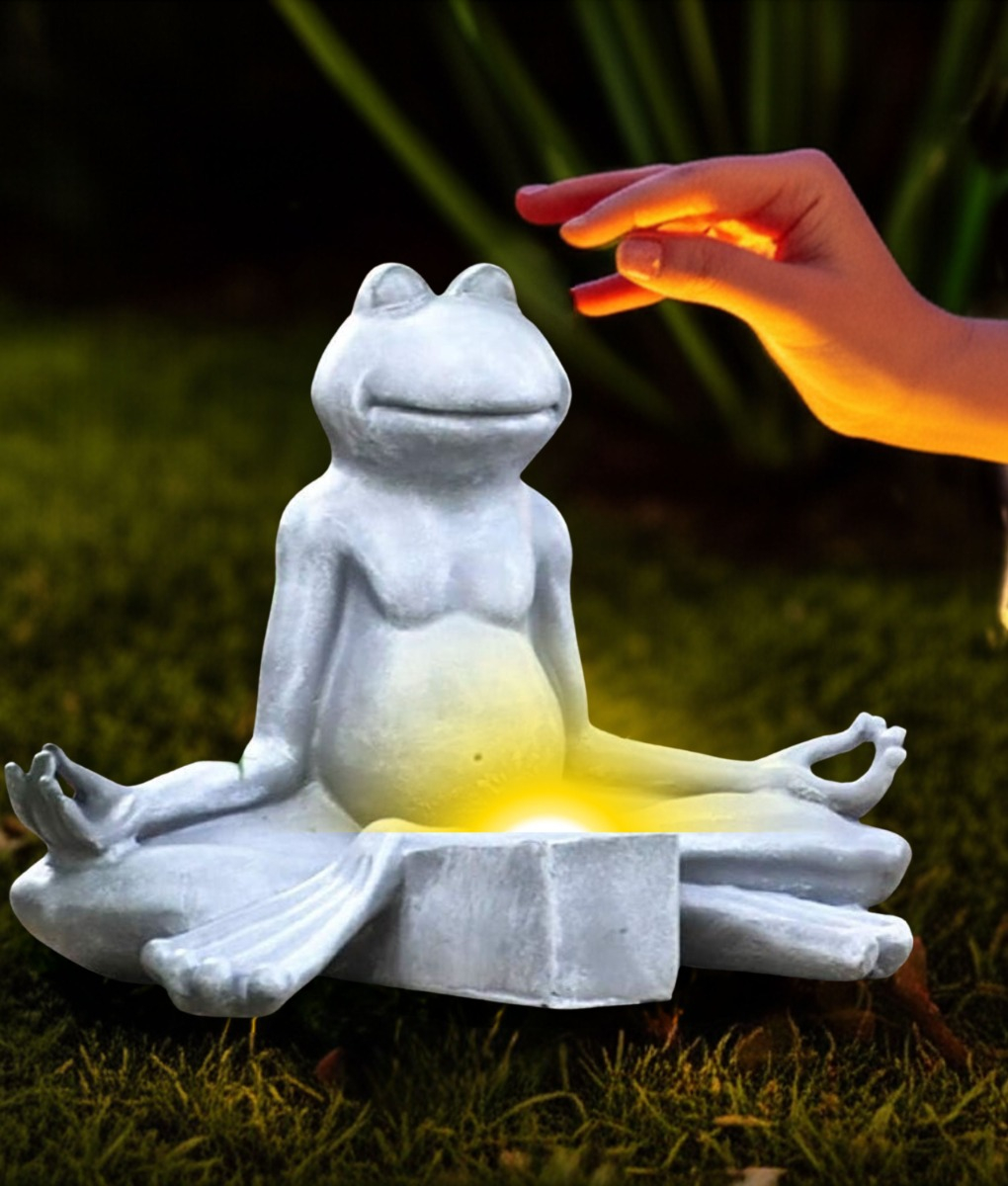 FIGURA DECORATIVA SOLAR RANA YOGA JARDIN MEDITACION JHN - 4