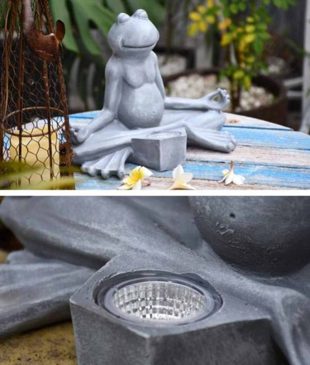 FIGURA DECORATIVA SOLAR RANA YOGA JARDIN MEDITACION JHN - 6