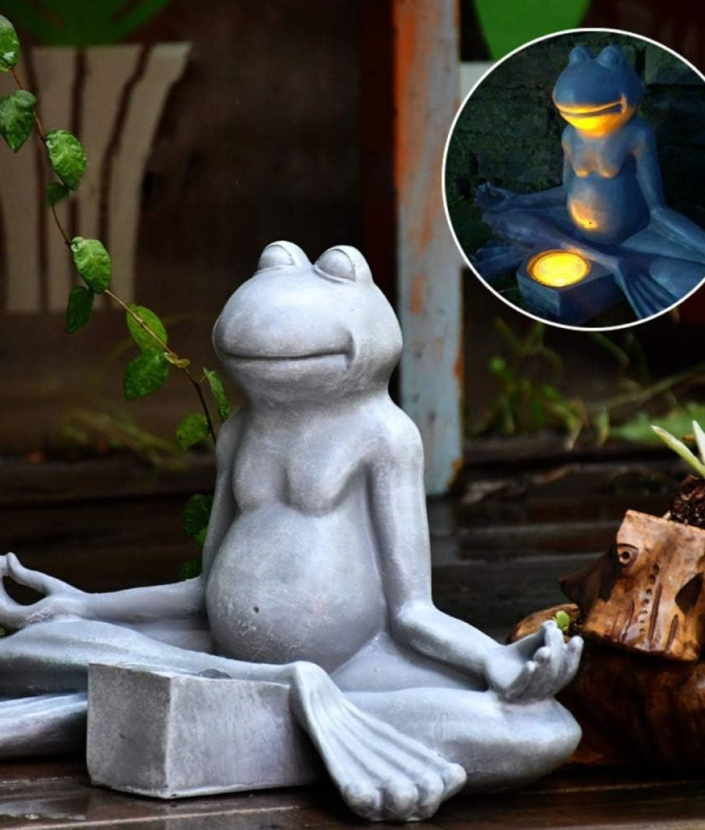 FIGURA DECORATIVA SOLAR RANA YOGA JARDIN MEDITACION JHN - 7