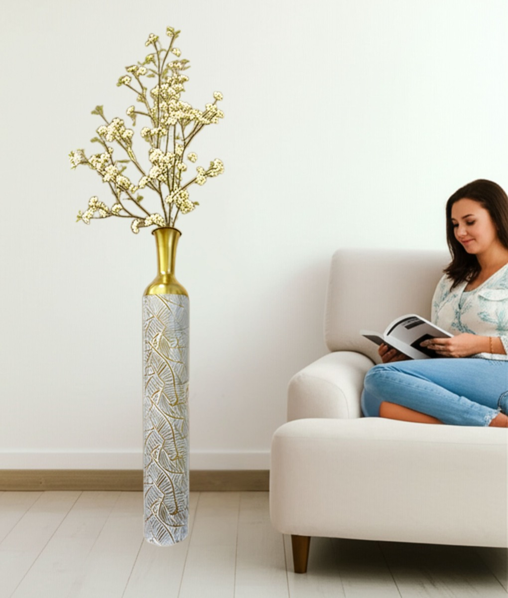 FLORERO DECORATIVO LUJO ALTO ELEGANTE TROPICAL HOGAR JHN - 8
