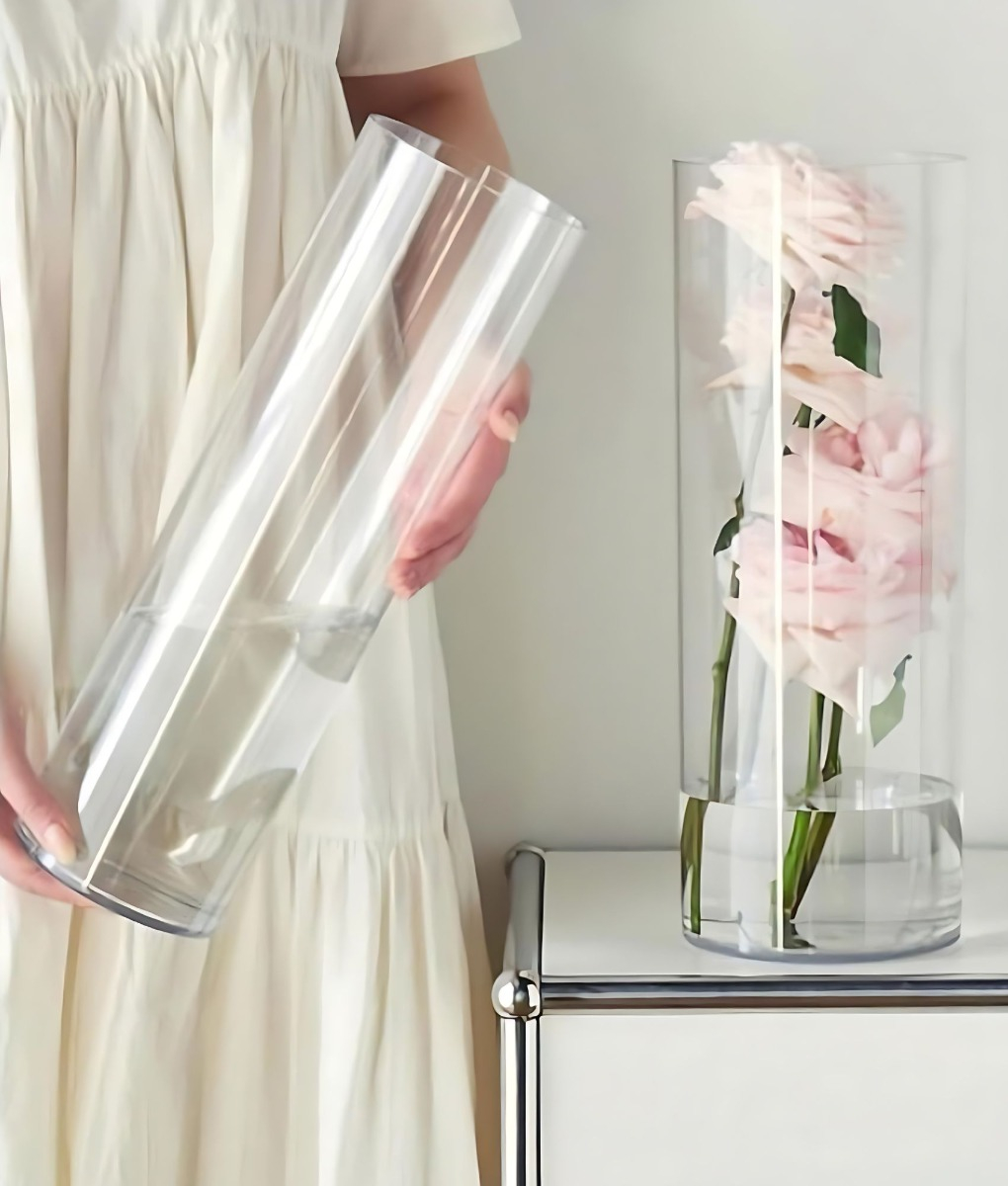 FLORERO TUBULAR CILINDRICO DECORATIVO ALTO FLORES HOGAR JHN - 4