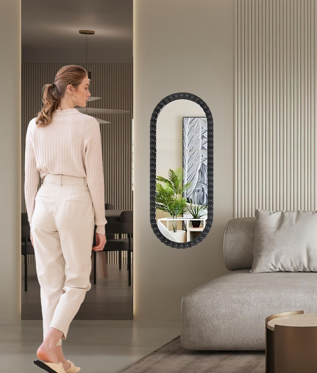 ESPEJO DECORATIVO PARED GLAMOUR MARCO BURBUJAS OVALADO JHN - 5
