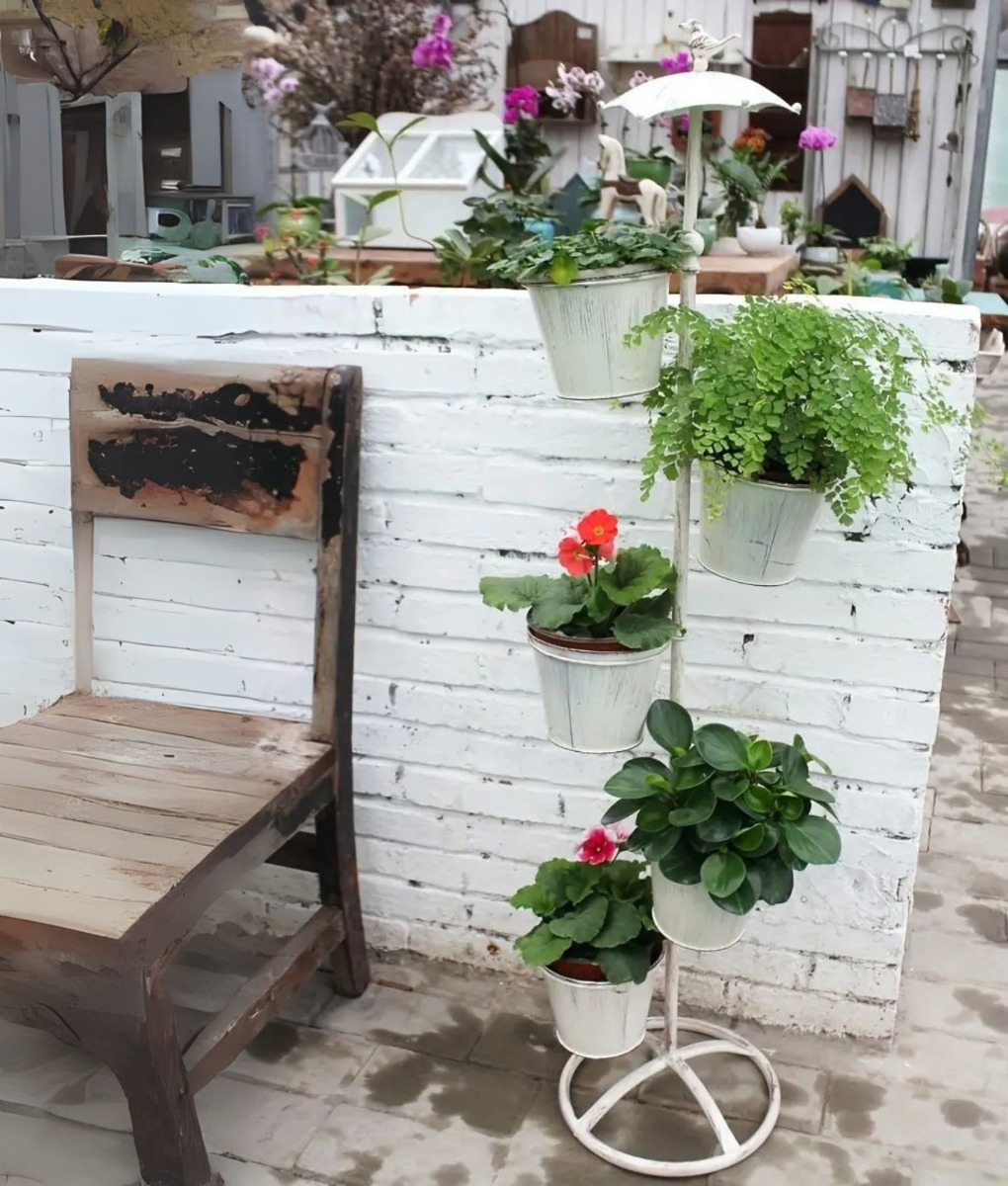 PORTA MACETAS PARAGUAS SOPORTE FLORES PISO ADORNO JARDIN JHN - 8