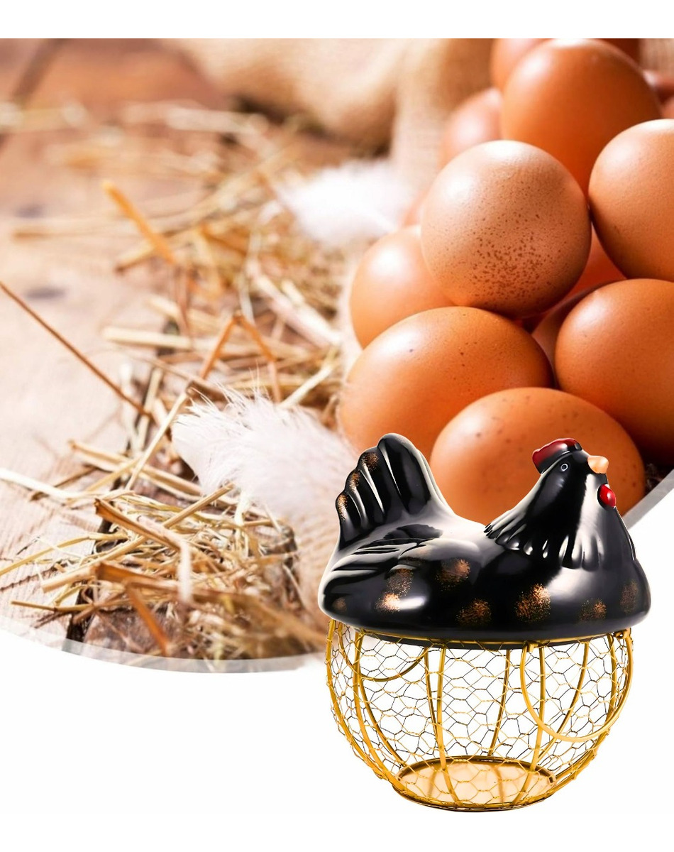 PORTA HUEVOS DECORATIVO GALLINA CESTA ALMACENAMIENTO JHN - 7