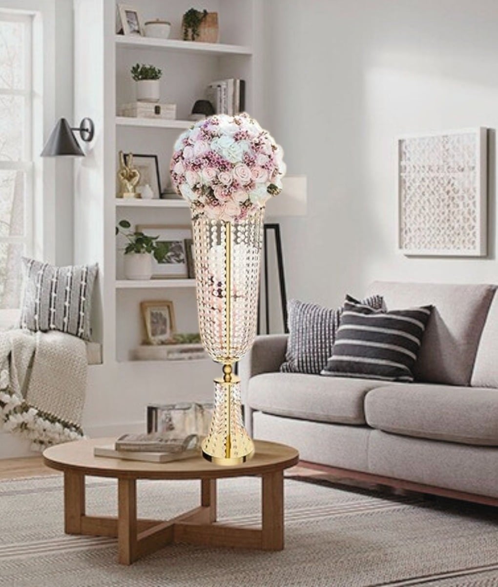 FLORERO DECORATIVO CENTRO MESA ALTO SOPORTE FLORES 102CM JHN - 2