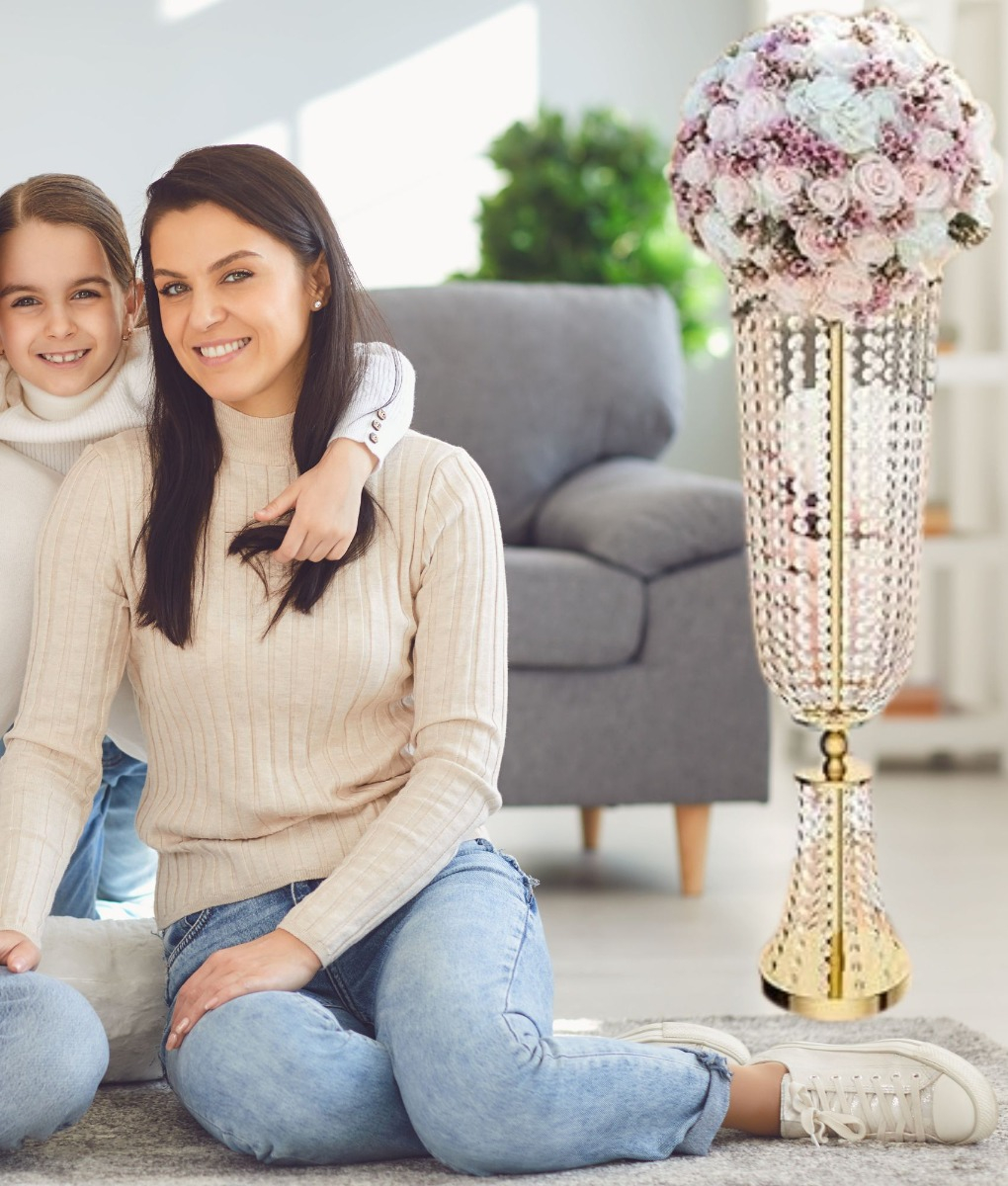 FLORERO DECORATIVO CENTRO MESA ALTO SOPORTE FLORES 102CM JHN - 6